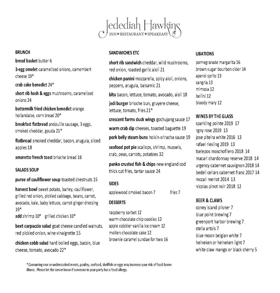 Jedediah Hawkins Inn on the North Fork » menu brunch 124